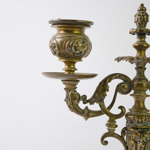 Pair of French Bronze Ornate Candelabras