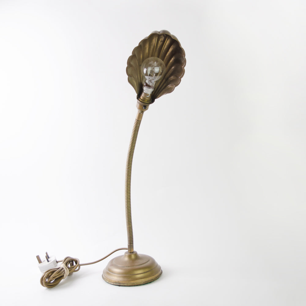 Art Deco Brass Clam Desk Lamp