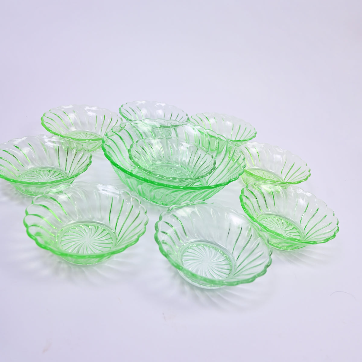Set of 9 Uranium Dessert Bowls