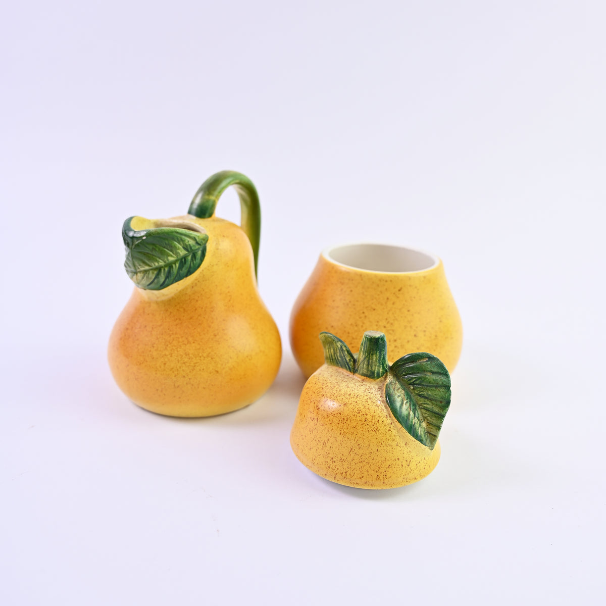 Small Pear jug and bowl with lid set