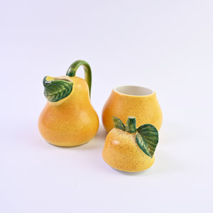 Small Pear jug and bowl with lid set