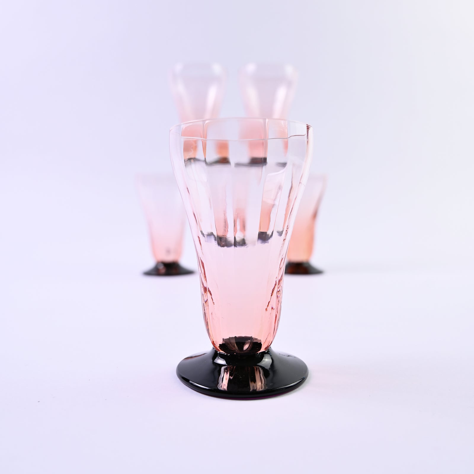 Set of 8 Pink Art Deco Glasses