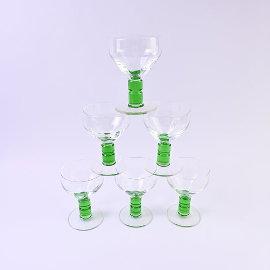 Set of 6 Bobbin Green Stem Glasses