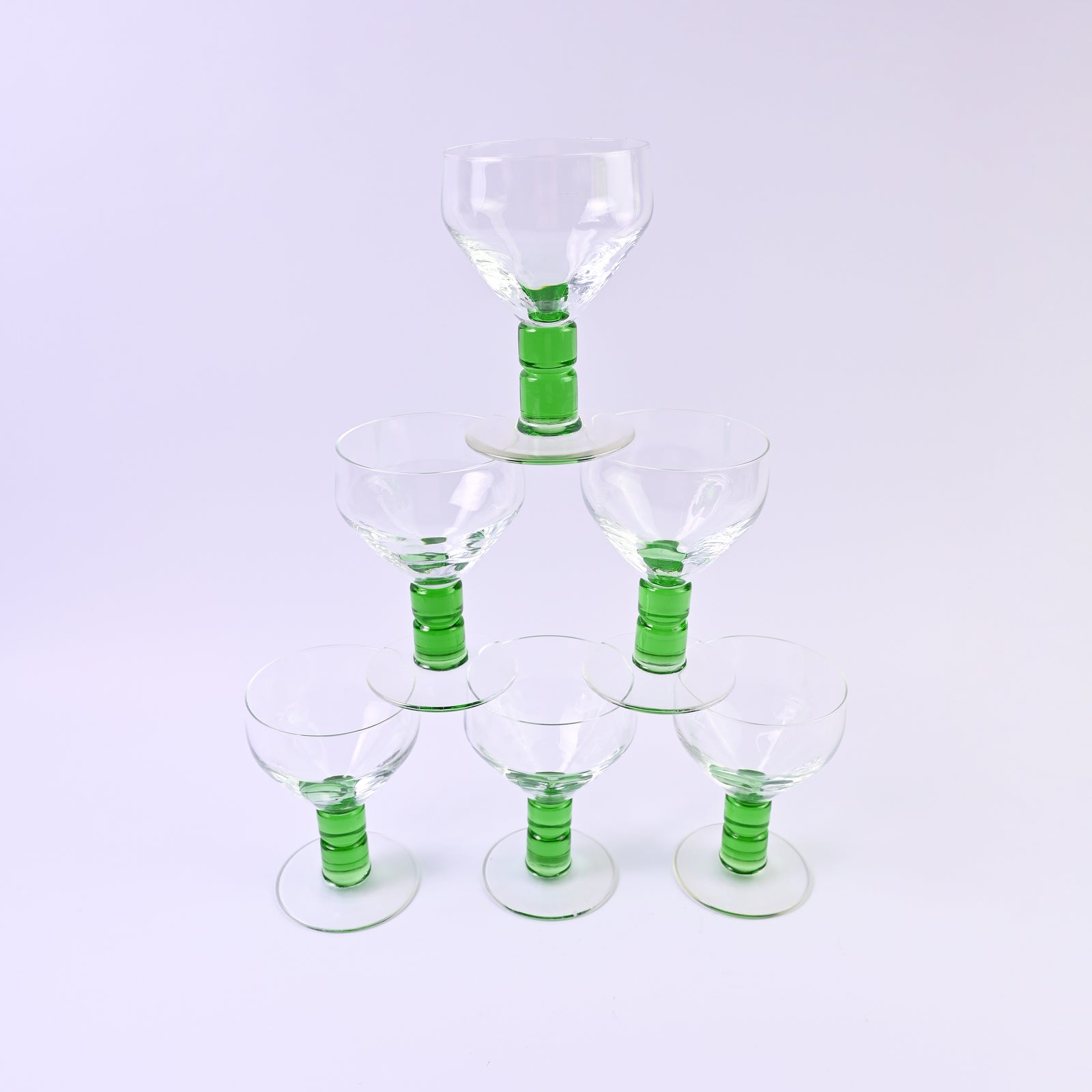 Set of 6 Bobbin Green Stem Glasses