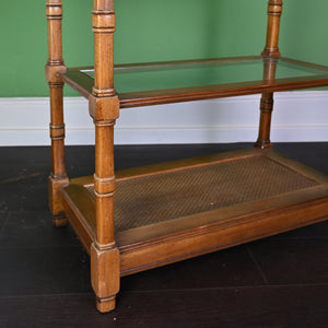 Three - Tier Bamboo Style and Glass Shelving