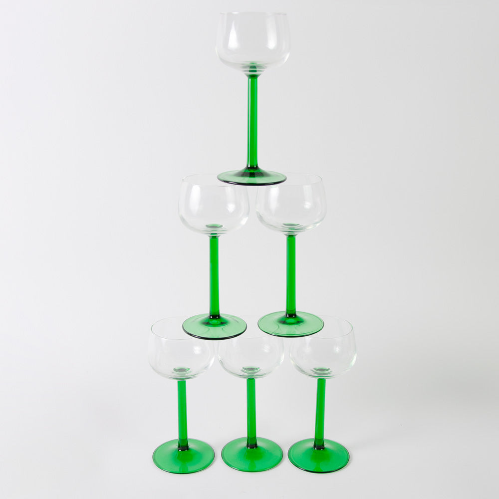 Set of Racing Green Luminarc Hock Wine Glasses