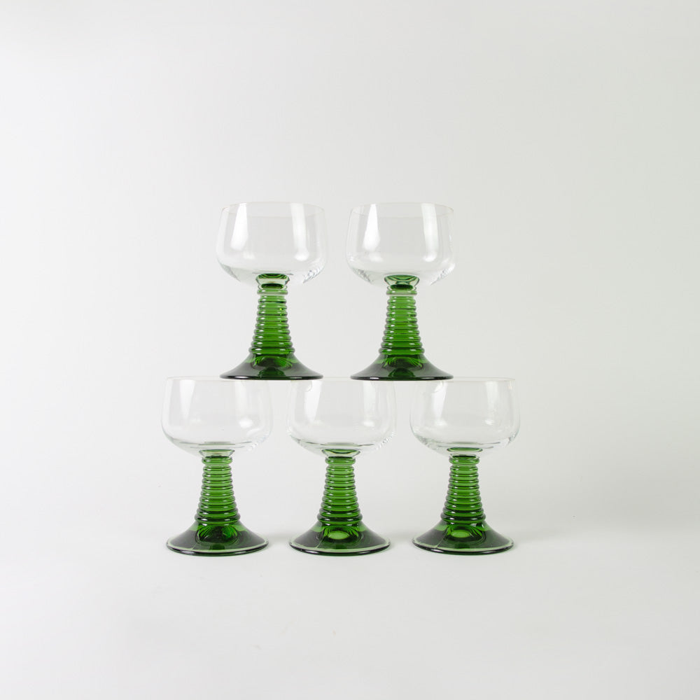 Set of Bottle Green Luminarc Glasses