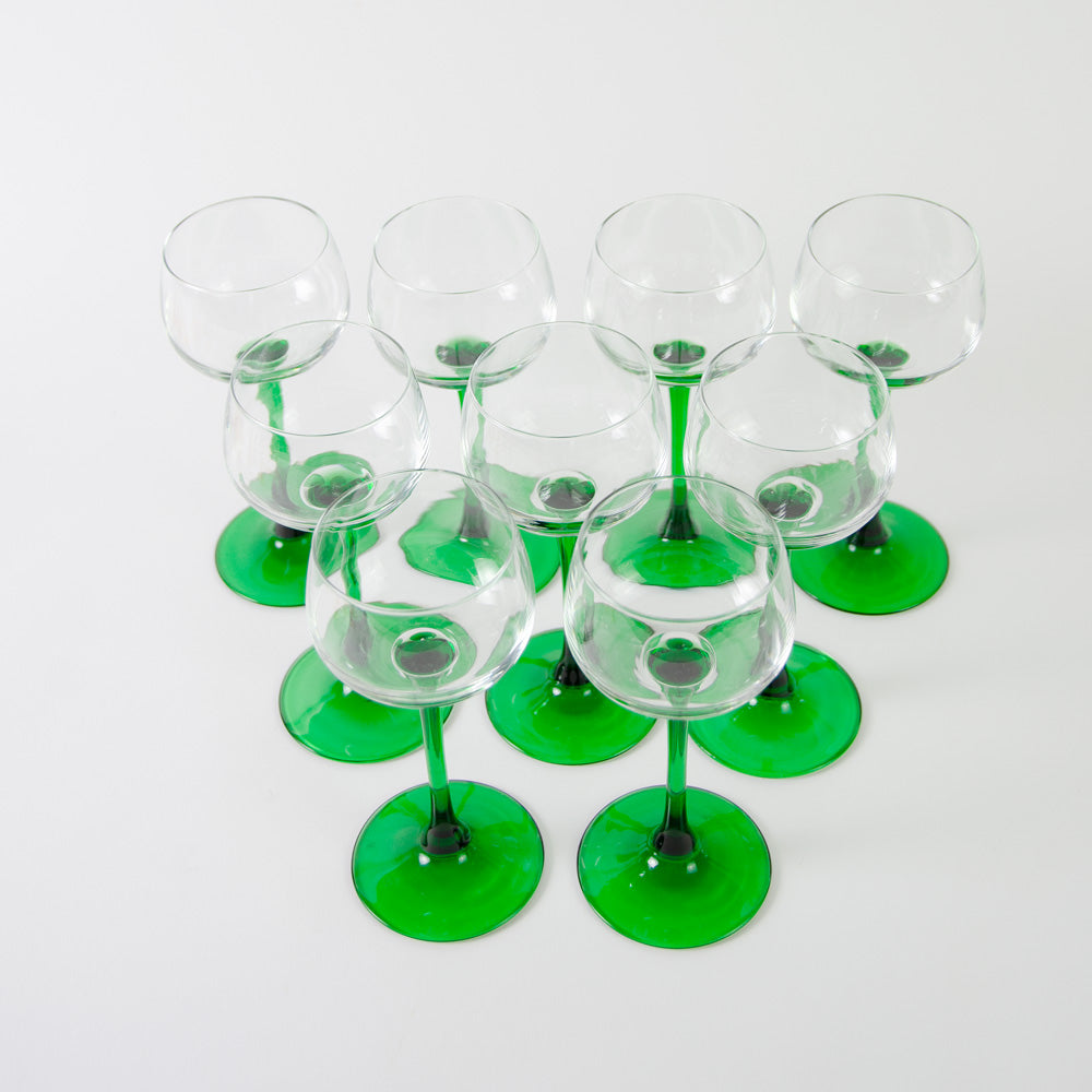 Set of Emerald Green Luminarc Hock Wine Glasses