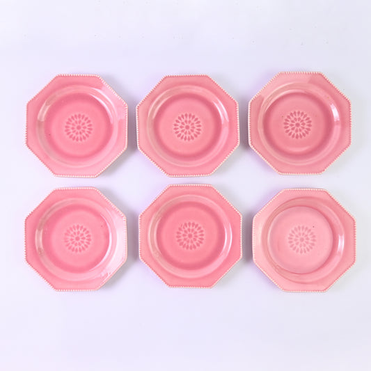 Pink Octagonal plate set