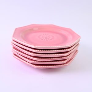 Pink Octagonal plate set