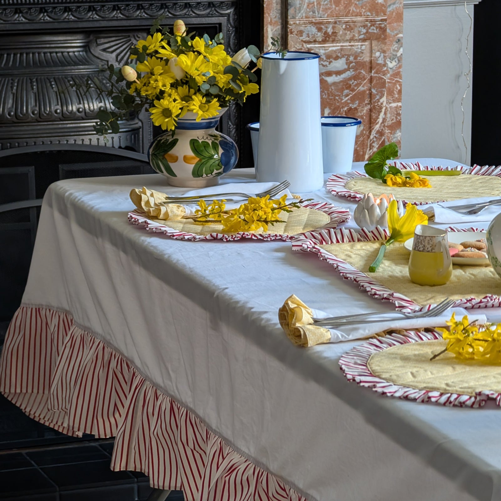 Luxurious Handmade Ruffled Tablecloth