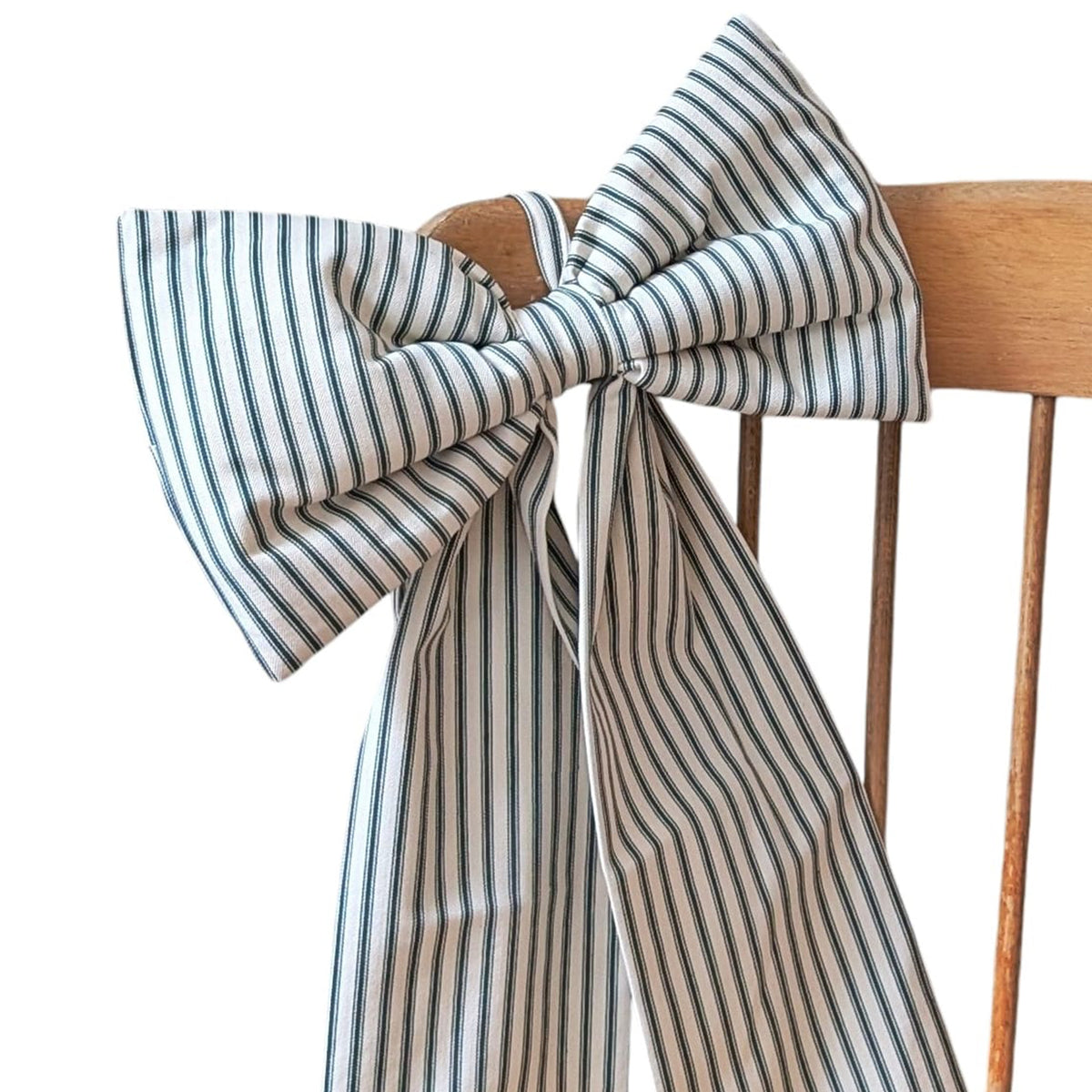 Green Ticking Stripe Bows