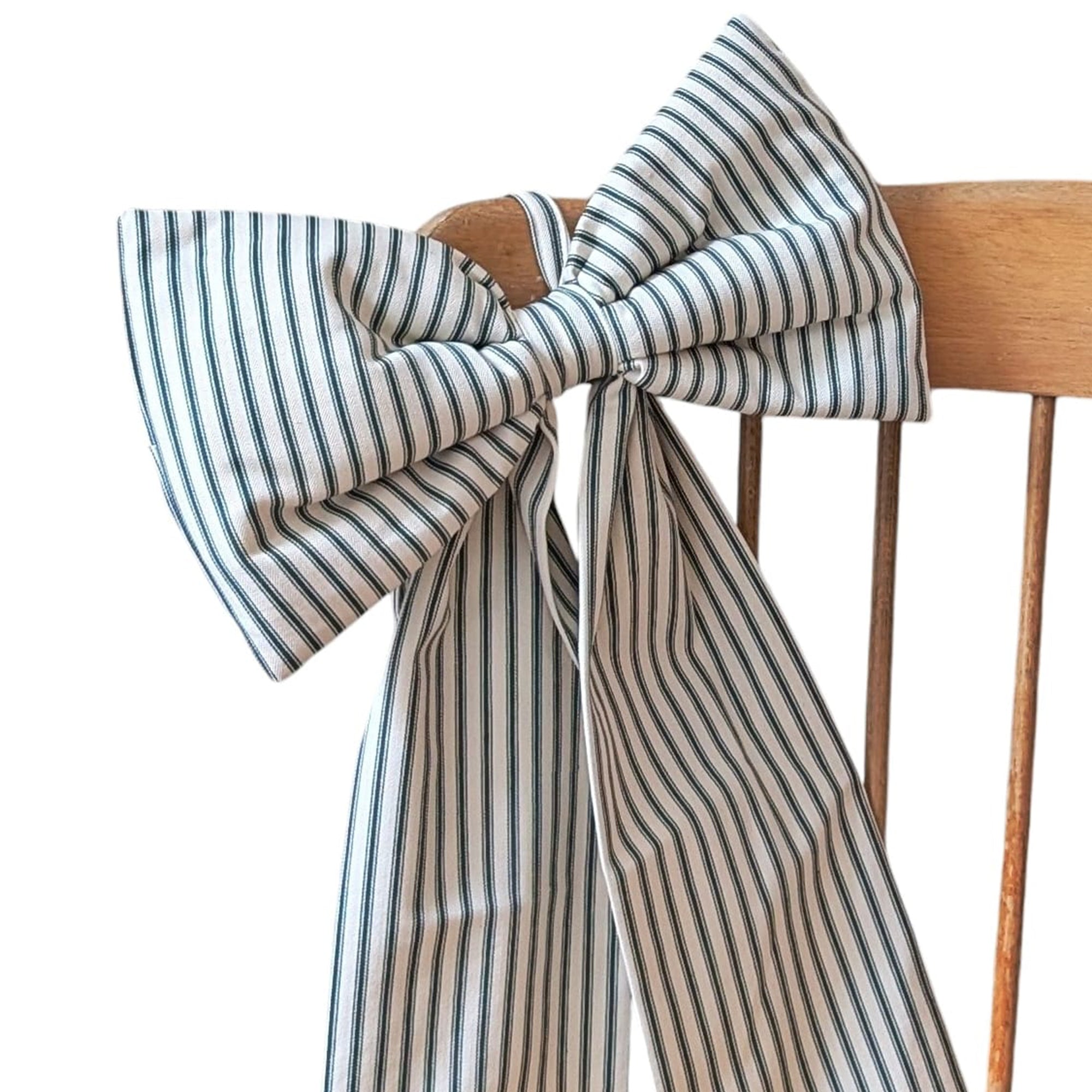 Green Ticking Stripe Bows