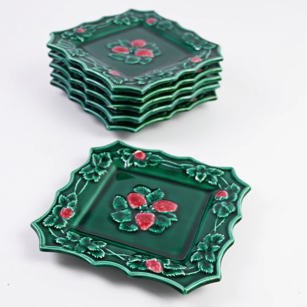 French Square Strawberry Plates