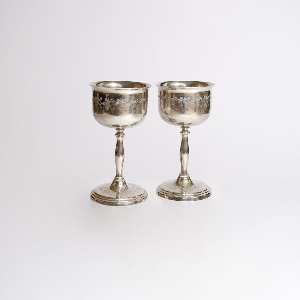 Pair of Antique Silver Goblets