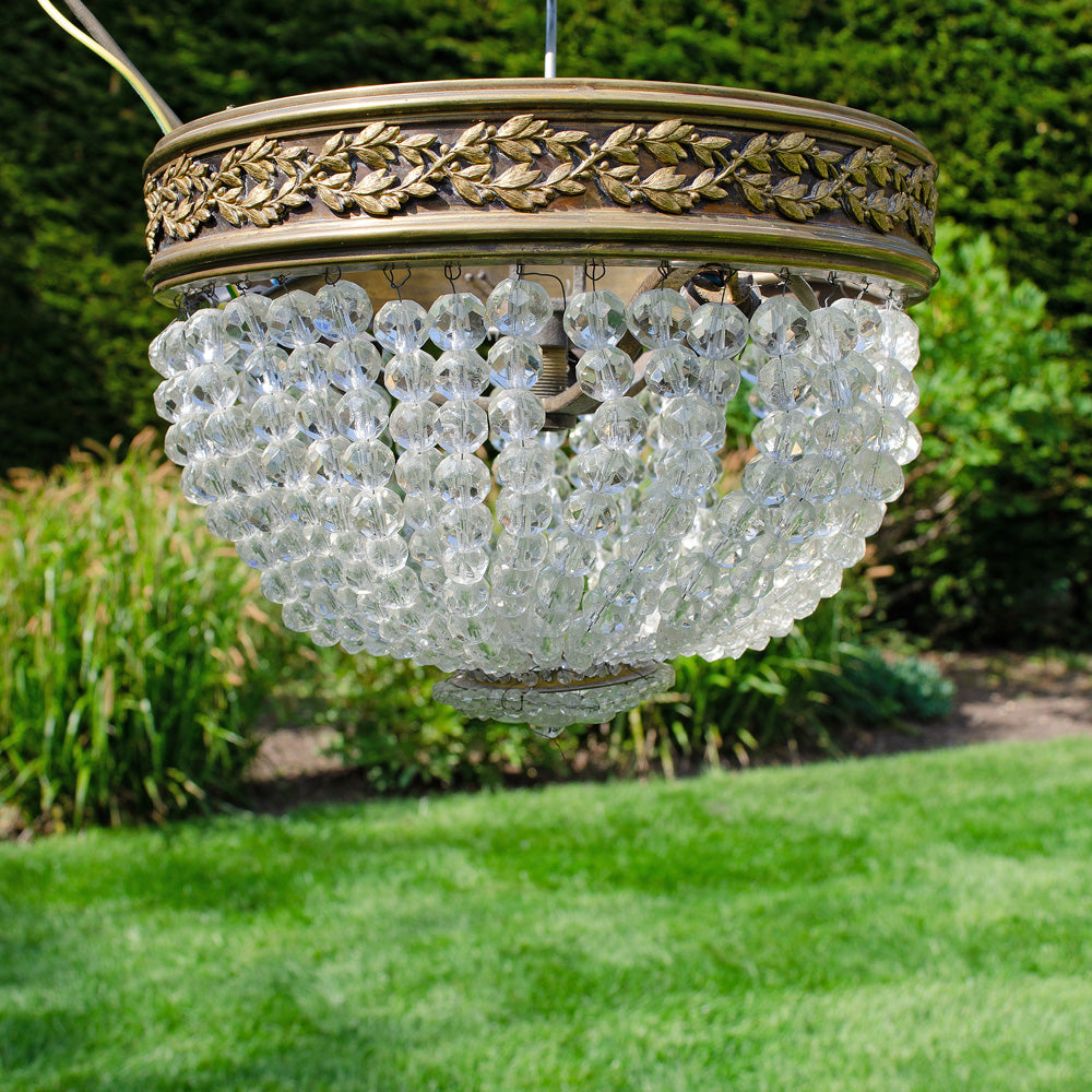 French 1950s Crystal Beaded Chandelier