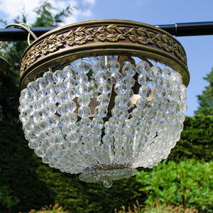 French 1950s Crystal Beaded Chandelier