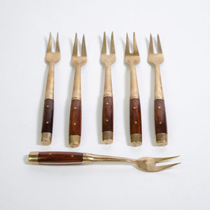 Set of Vintage Rosewood Escargot Forks