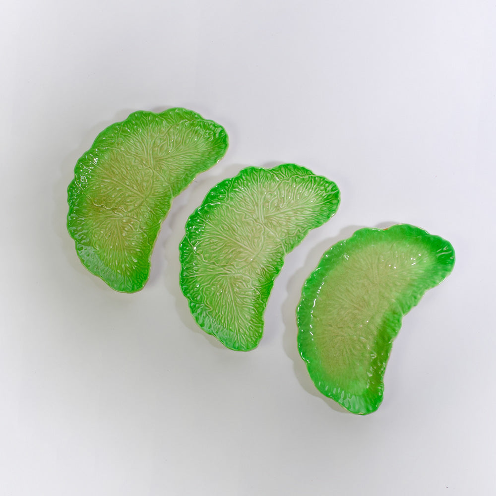 Set of Three Rare Carlton Ware Cabbage Leaf Dishes