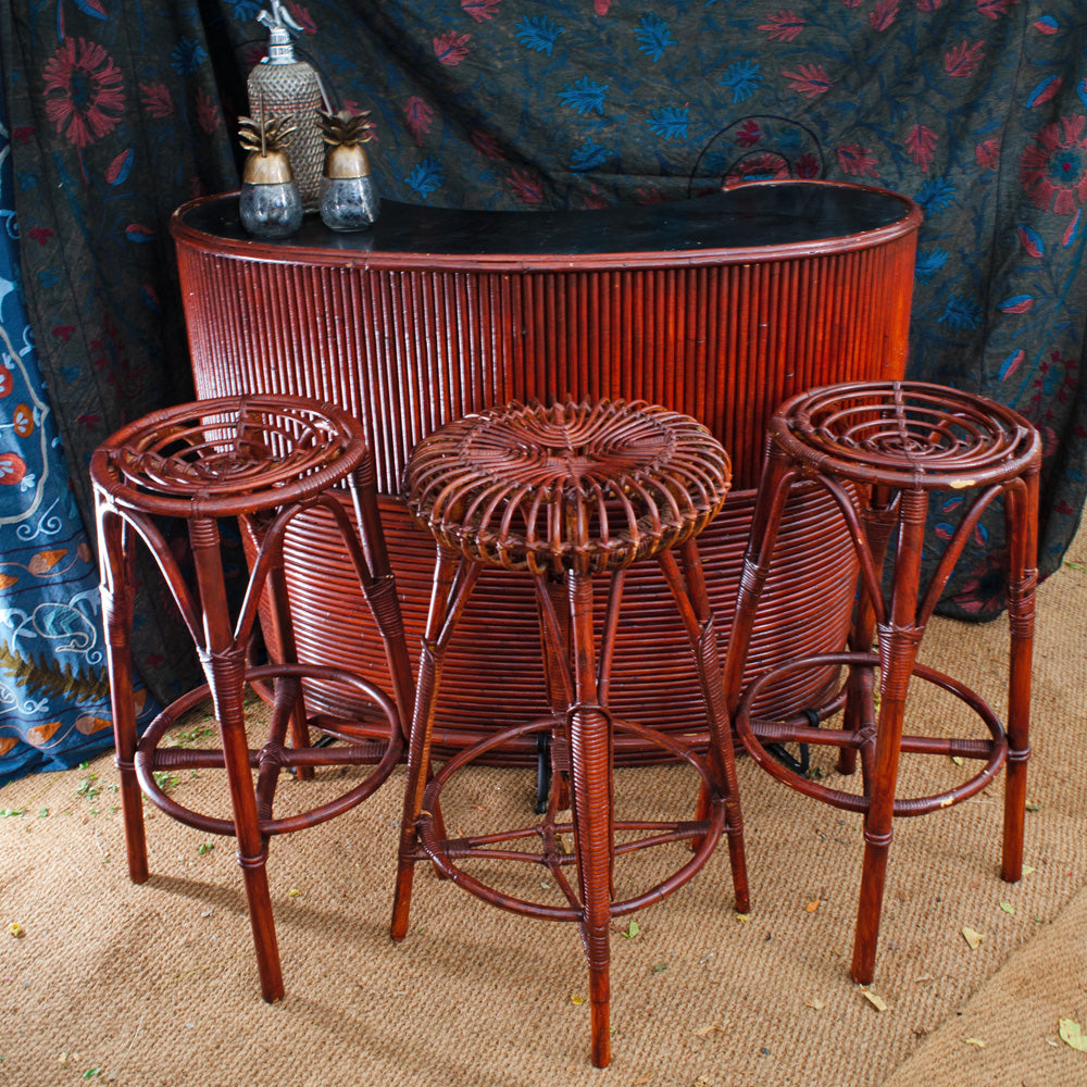 Mid Century Bamboo Tiki Cocktail Bar