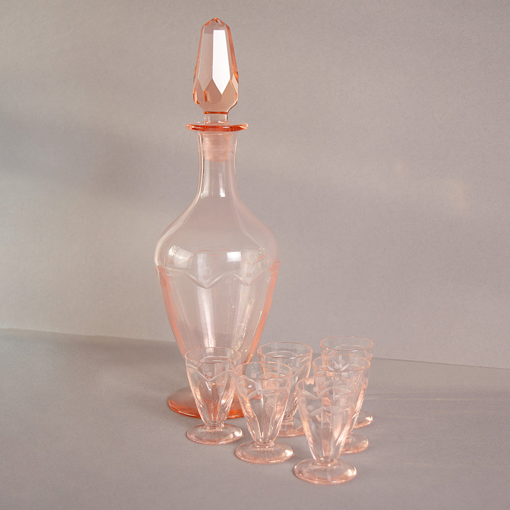 Pink Mini Shot Glasses and Decanter Set