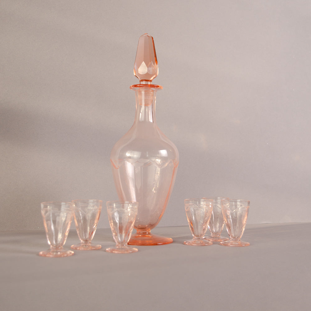 Pink Mini Shot Glasses and Decanter Set