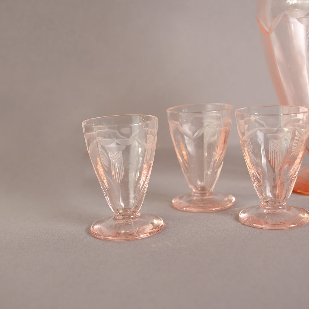 Pink Mini Shot Glasses and Decanter Set