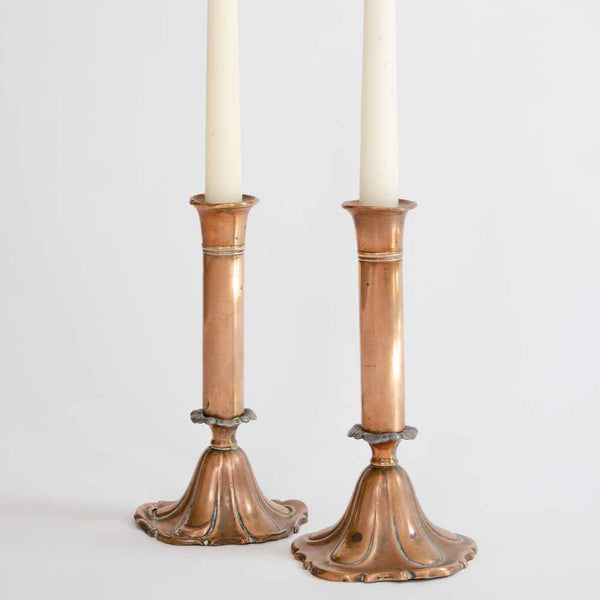 Pair of Victorian Copper Candle Stick Holders - Rock the Heirloom