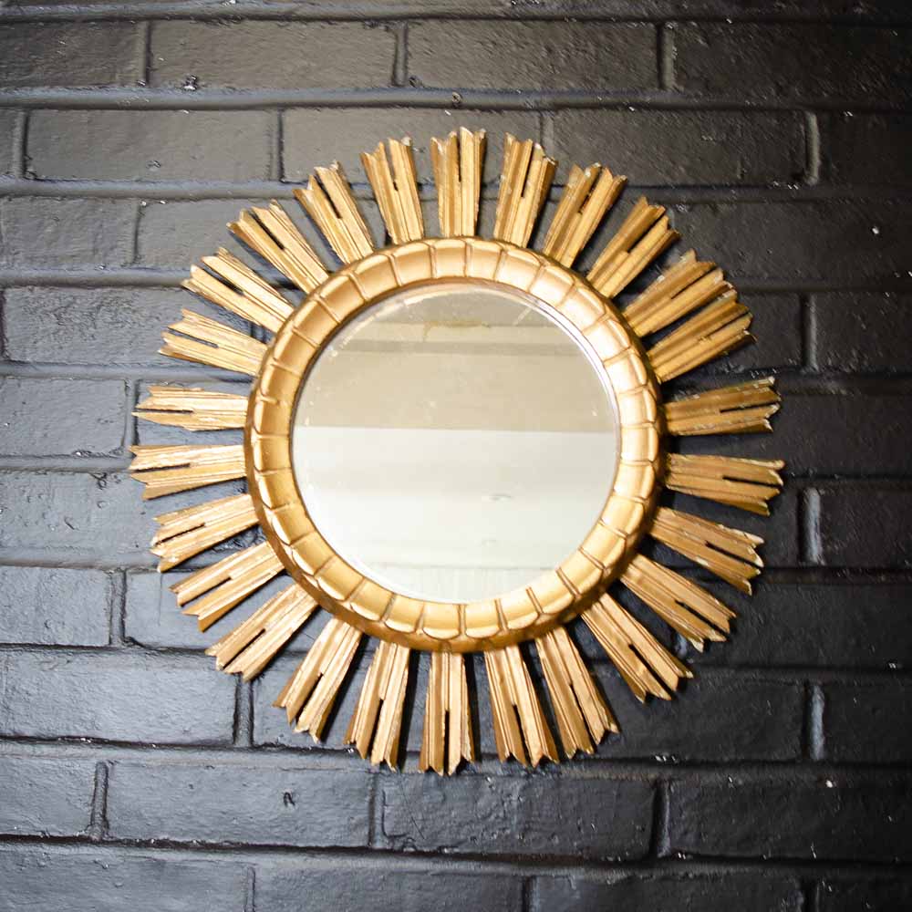 Wooden Gold Gilt Starburst Mirror