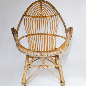 Pair of 1950s French Rattan Armchairs