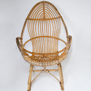 Pair of 1950s French Rattan Armchairs